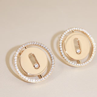 Messika Lucky Move Medallion Diamond Stud Earrings