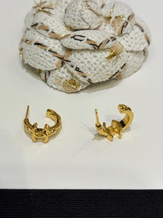 Chanel Gold Quilted Semi-Circular Earrings