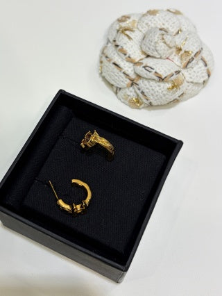Chanel Gold Quilted Semi-Circular Earrings