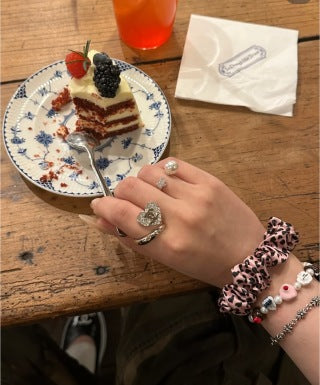 Chanel Light Gold Heart Ring with Full Pavé Diamonds