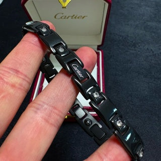 Cartier classic large white diamond with a carbon-black chain