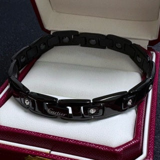 Cartier classic large white diamond with a carbon-black chain