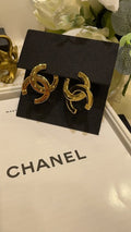 Chanel Bold Gold Interlocking CC Hoop Earrings