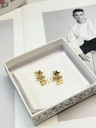 Dior Star CD Pearl Drop Stud Earrings
