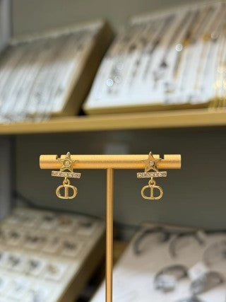 Dior Star CD Pearl Drop Stud Earrings