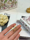 Dior Star CD Pearl Drop Stud Earrings
