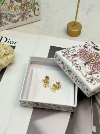 Dior Star CD Pearl Drop Stud Earrings