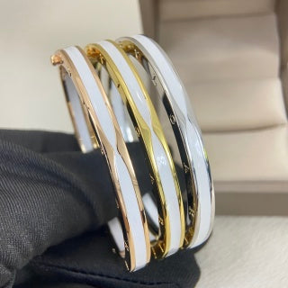 Bvlgari Tri-Color Gold Wide Cuff Bracelet – Elegant Luxury Jewelry