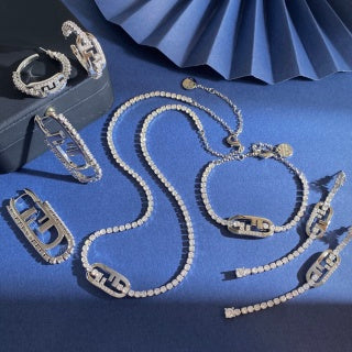 Fendi Valeria FF Crystal Link Bracelet
