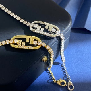 Fendi Valeria FF Crystal Link Bracelet