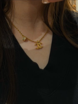 Chanel Quilted-Pattern Round Diamond Necklace