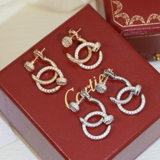Cartier Love Entrelacé Pavé Hoop Stud Earrings