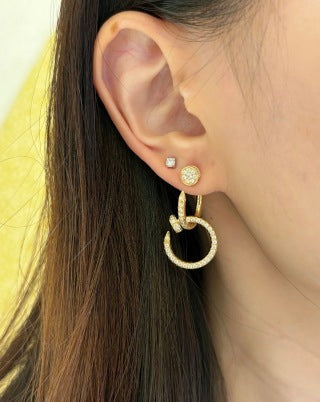 Cartier Love Entrelacé Pavé Hoop Stud Earrings