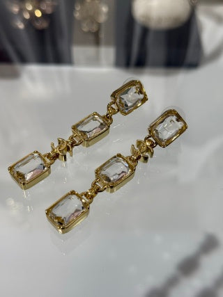 CHANEL Golden Prism Link Drop Earrings