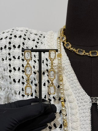 CHANEL Golden Prism Link Drop Earrings