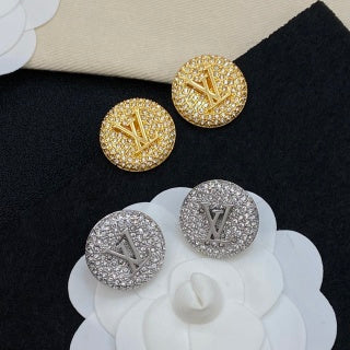Louis Vuitton Crystal Pavé Round Logo Stud Earrings