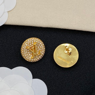 Louis Vuitton Crystal Pavé Round Logo Stud Earrings