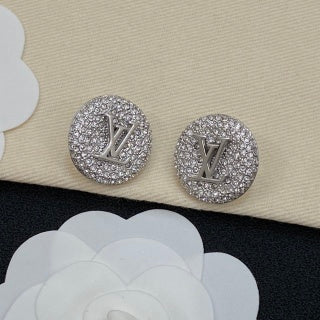 Louis Vuitton Crystal Pavé Round Logo Stud Earrings