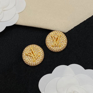 Louis Vuitton Crystal Pavé Round Logo Stud Earrings