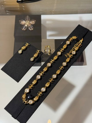 CHANEL Golden Cascade CC Drop Stud Earrings