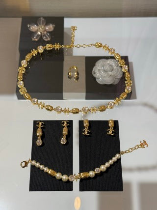 CHANEL Golden Cascade CC Drop Stud Earrings