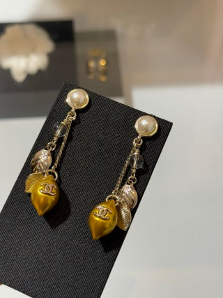 Chanel Pearl Gold Fruit Charm Drop Earrings – Elegant Luxury Fashion Jewelry