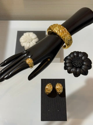 CHANEL Quilted Radiance Gold Bangle Bracelet