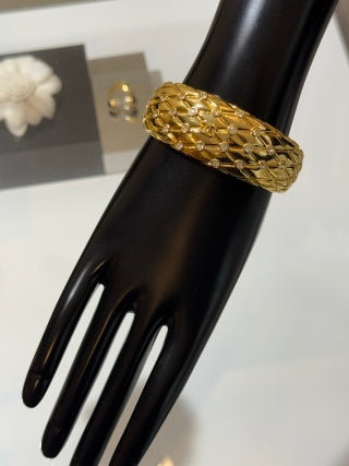 CHANEL Quilted Radiance Gold Bangle Bracelet