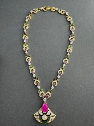 Bvlgari Ruby Fan Gemstone Necklace – Elegant Luxury Jewelry