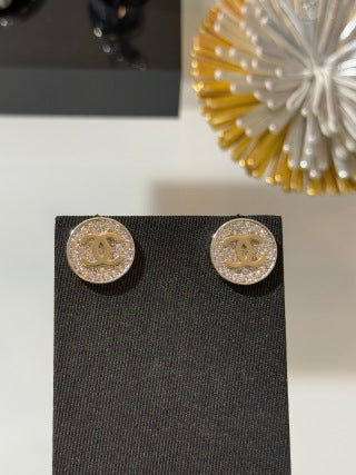 Chanel Crystal CC Logo Stud Earrings – Elegant Luxury Fashion Jewelry