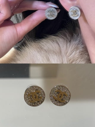 Chanel Crystal CC Logo Stud Earrings – Elegant Luxury Fashion Jewelry