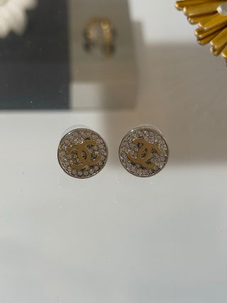 Chanel Crystal CC Logo Stud Earrings – Elegant Luxury Fashion Jewelry