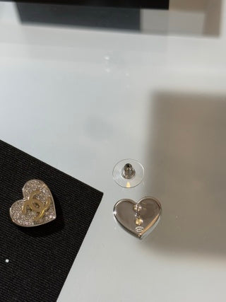 Chanel Crystal Heart CC Stud Earrings – Elegant Luxury Jewelry