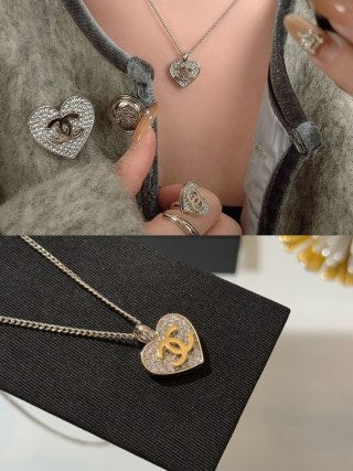Chanel Crystal Heart CC Pendant Necklace – Elegant Luxury Jewelry