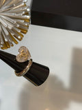 Chanel Gold and Silver Two-Tone Open Heart Ring with Full Pavé Diamonds
