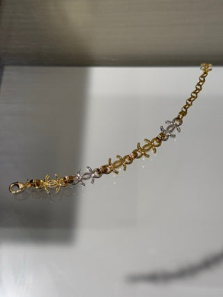 Chanel Gold and Silver Two-Tone Metal Chain Bracelet with Interlocking C Logo