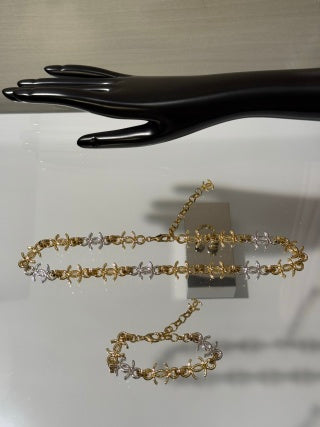 Chanel Gold and Silver Two-Tone Metal Chain Bracelet with Interlocking C Logo