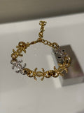 Chanel Gold and Silver Two-Tone Metal Chain Bracelet with Interlocking C Logo