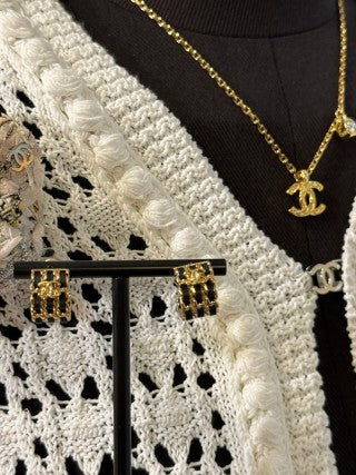 Chanel Black & Gold Chain Hoop Earrings – Elegant Luxury Fashion Jewelry