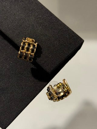 Chanel Black & Gold Chain Hoop Earrings – Elegant Luxury Fashion Jewelry