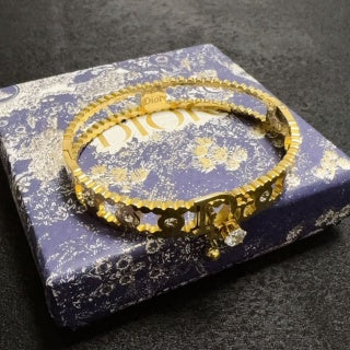 Dior CD Beaded Chain Link Cuff Bracelet