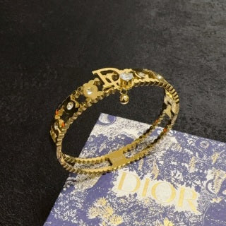 Dior CD Beaded Chain Link Cuff Bracelet