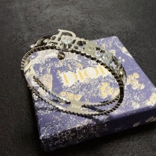 Dior CD Beaded Chain Link Cuff Bracelet