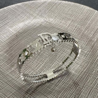 Dior CD Beaded Chain Link Cuff Bracelet