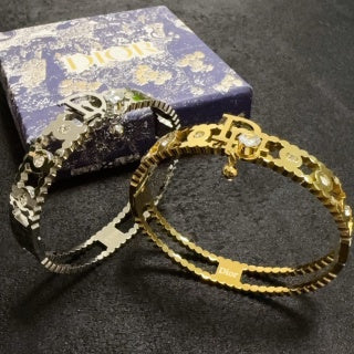 Dior CD Beaded Chain Link Cuff Bracelet