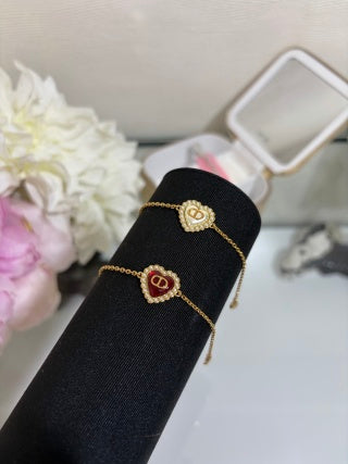 Dior Heart CD Crystal Charm Bracelet