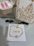 Dior Crystal Flower Charm Gold Chain Bracelet