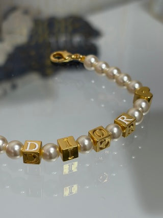 Dior Pearl CD Letter Charm Bracelet