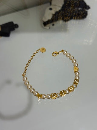 Dior Pearl CD Letter Charm Bracelet