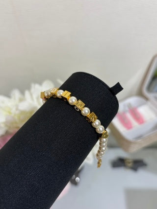 Dior Pearl CD Letter Charm Bracelet